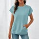 thumbnail image 3 of Camiseta Negra de Manga Larga de Manga Corta de la Mujer Batwing con Bolsillo de Canguro, Top Casual de Lana Suave para el Salón Y el Uso Diario, 3 of 6