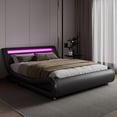 thumbnail image 5 of Amolife Queen Size Wave-Like Curve Deluxe Upholstered Modern Bed Frame with LED Headboard, Dark Gray, 5 of 9