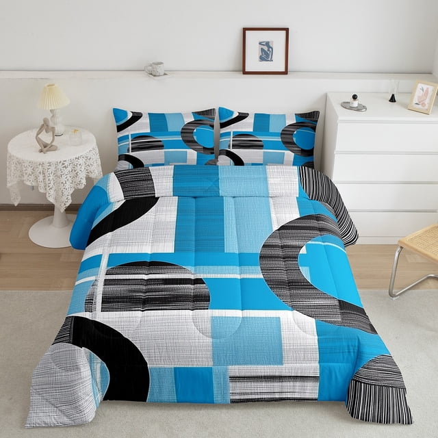 Erosebridal Circle Spiral Bedding Queen Comforter Set, Abstract Geometric Down Comforter, Modern Fashion Decor, Reversible