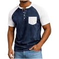 thumbnail image 2 of Dxzfnsa Men's Shirts Mens Short Sleeve Cotton T-Shirts Pocket Button Pullover Tops Lightweight Casual Solid Color Basic Tees, 2 of 5