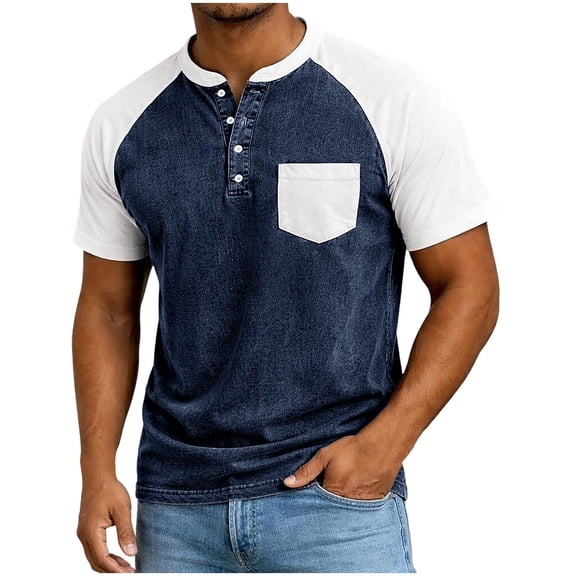 Guluxicc Men's T Shirts with Pocket Button Classic Fit Short Sleeve Shirts for Summer Casual Outfits
