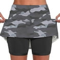 thumbnail image 2 of Jacenvly New Skorts for Ladies Leisure Women's Summer Camouflage Print Pleated Tennis Skirts Athletic Stretchy Yoga Fake Two Piece Shorts Skirt Breathable Gray, 2 of 8