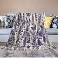 thumbnail image 6 of Lavender Purple Spring Summer Throw Blanket for Couch Bed Living Room 50"x60" Floral Leaves Nature Blankets And Throws for Adults Teens Kids Flannel Blanket for Living Room, 6 of 8