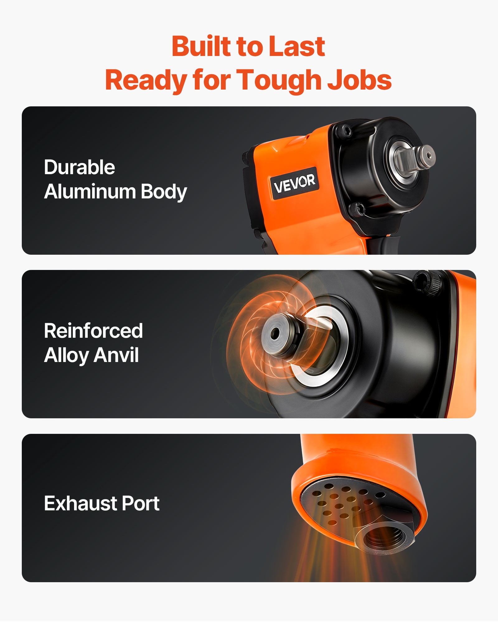 VEVOR 1/2-Inch Air Impact Wrench, Up to 738 ft-lbs Nut-busting Torque, Stubby Size & Lightweight Pneumatic Impact Gun for Auto Repairs and Maintenance