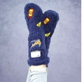 thumbnail image 5 of MinxNY Women's Slipper Sock Cell Phone Pocket Non-Skid Lavender Infused Fuzzy Pizza Patches Small/ Medium Navy, 5 of 8