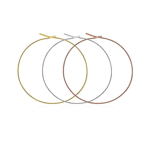 wowshow Thin Hoop Earrings Lightweight Wire Hoop Earrings Set 30-70mm 3 Colors for Women Girls 