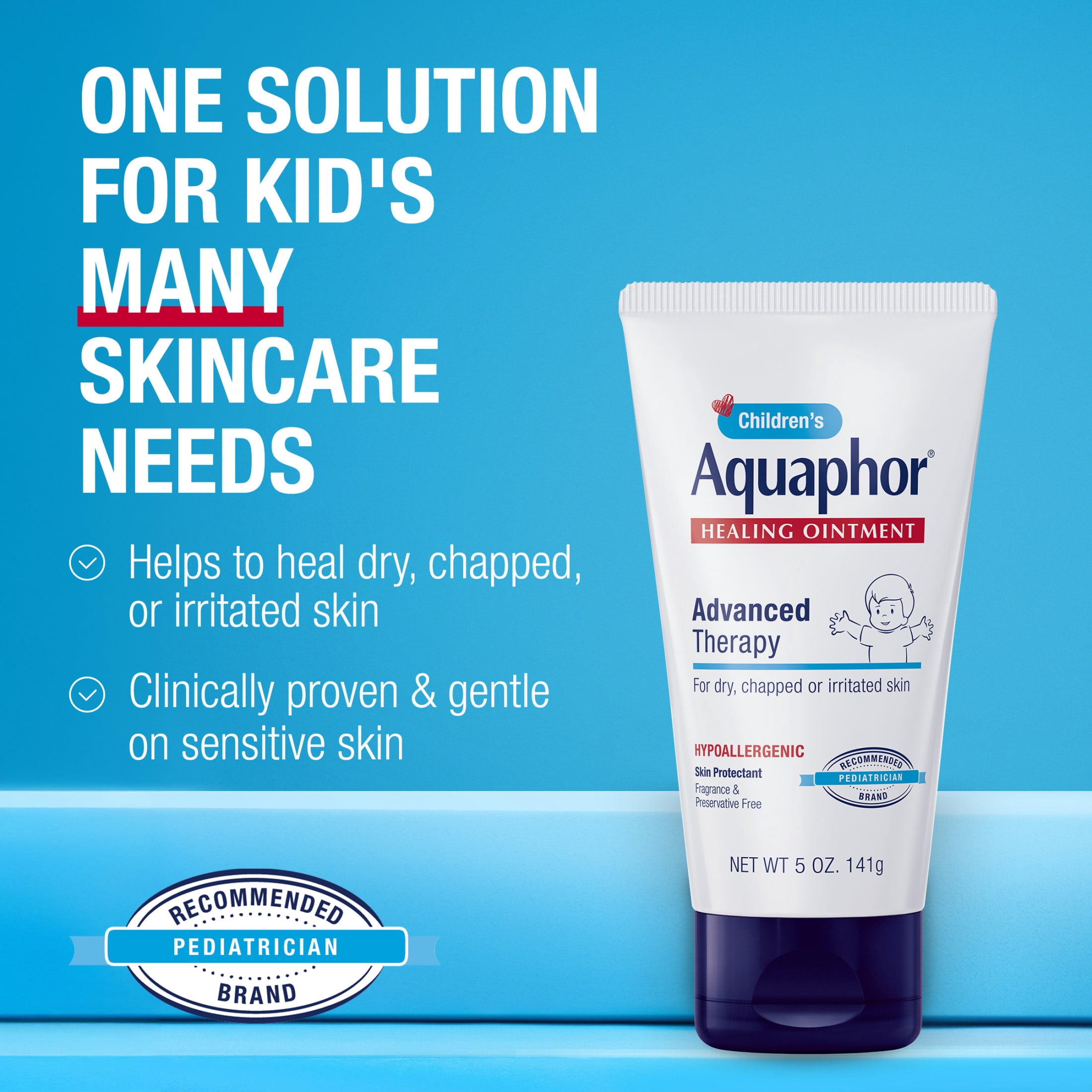 Aquaphor Children's Healing Ointment for Dry, Chapped or Irritated Skin, Hypoallergenic, 5 oz