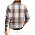 thumbnail image 4 of Men's Plaid Print Round Neck Long Sleeve Ribbed Knit Pullover, Sweater for Fall Winter, Casual Style and Holiday Season,Brown,M, 4 of 6