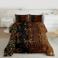 thumbnail image 3 of Feelyou Modern Brown Bow-tie Bedding Comforter Set, Fashion Cheetah Zebra Print Twin Comforter Sets, Chic Bling Stars Reversible Bedding Set, Luxury Bedroom Decor, 2-Piece, 3 of 9