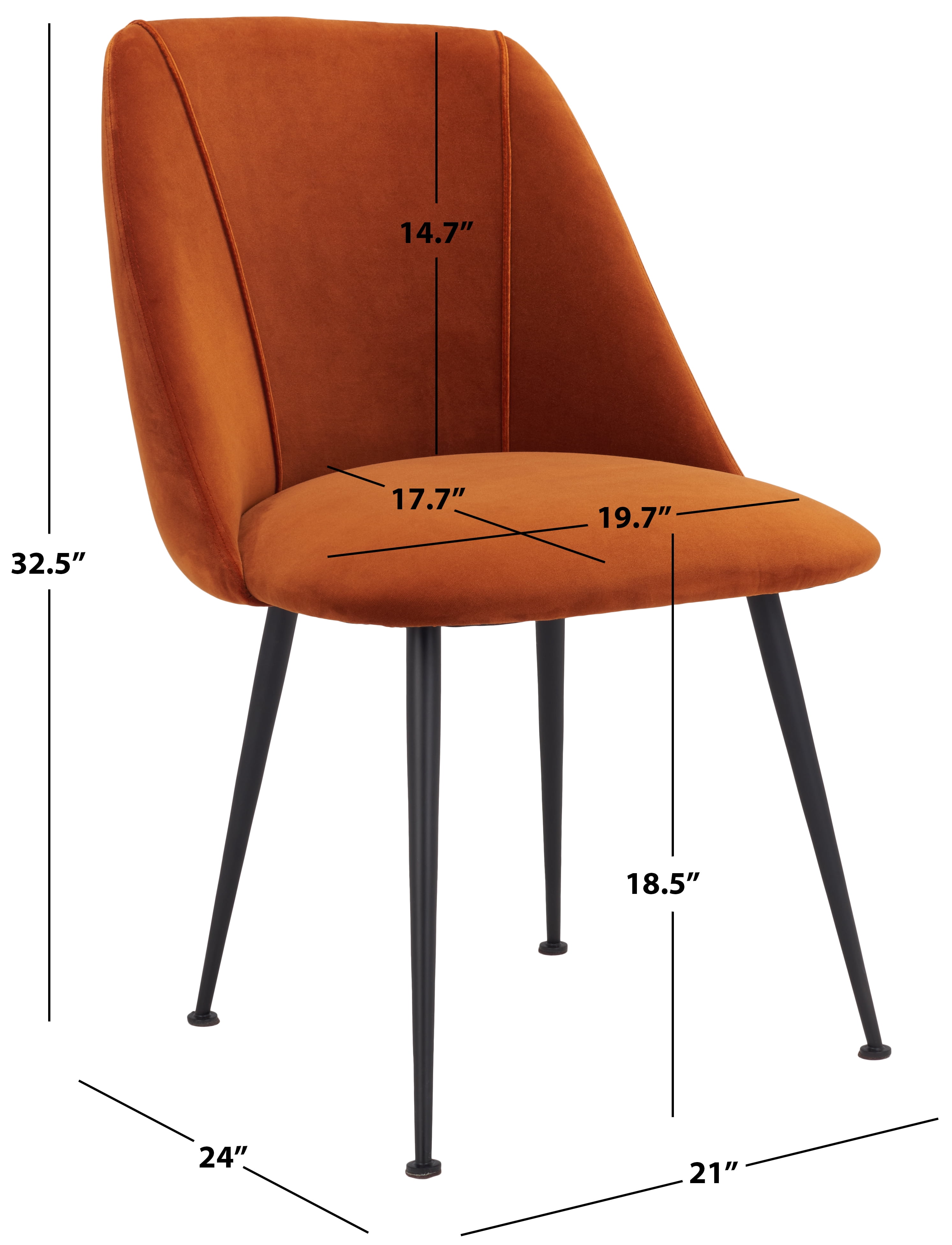 SAFAVIEH Couture Foster Classic Velvet Solid Dining Side Chair, Rust/Black