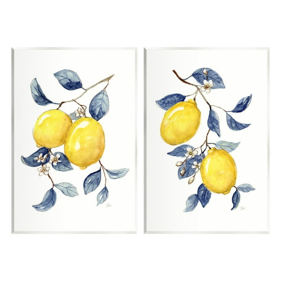 Stupell Industries Budding Lemon Blossoms Food & Beverage Painting Unframed Art Print Wall Art, 10 x 15, Set of 2