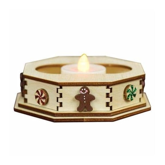 Ginger Cottages Gingerbread Mint Tea Light Display Wooden Christmas Ornaments for Christmas Tree