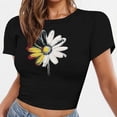 thumbnail image 4 of Busydd T Shirts for Women Casual Short Sleeve Summer Tops for Women Trendy Round Neck Crop Tops for Women Comfy Cotton Graphic Tees XL, 4 of 6