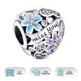 thumbnail image 6 of 925 Sterling Silver Charm for Bracelets Pansy Flower Heart Miss You Bead Charms Women Bracelet Charm, 6 of 7