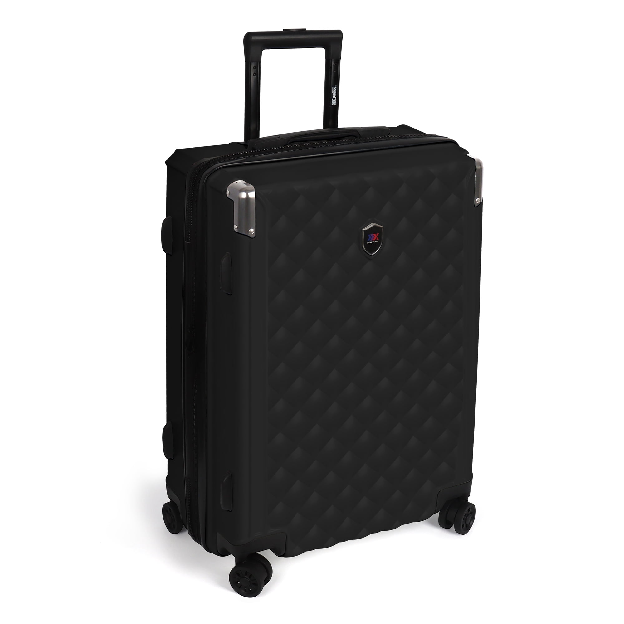 New York Xpress 24" Hardside Checked Luggage, Lightweight Expandable Suitcase with Spinner Wheels and TSA Lock, Black - WD576