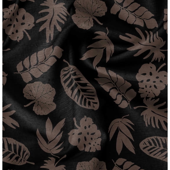Soimoi Pure Silk Black Fabric By the Yard - 42 Inch Wide - Leaves Print Fabric - Nature - Tropical Leaf Inspired Elegance for Apparel and Decor Printed Fabric