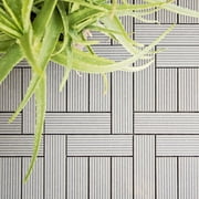 FlooringInc Helios Outdoor 6 Slat Interlocking Deck Tiles, 12x12, 11 Tiles (11 Sqft), Grey