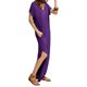 thumbnail image 2 of Vestido a juego con cuello en V, casual, holgado, manga corta, maxi con bolsillo, 2 of 4