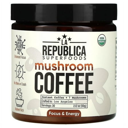 LA Republica, Mushroom Coffee, Instant Coffee   7 Mushrooms, 2.12 oz (60 g)