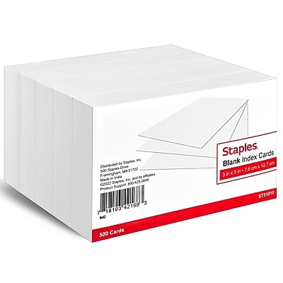 Staples Business Essentials 3 x 5-inch Blank Index Cards, White, 500 Cards ST51010-CC