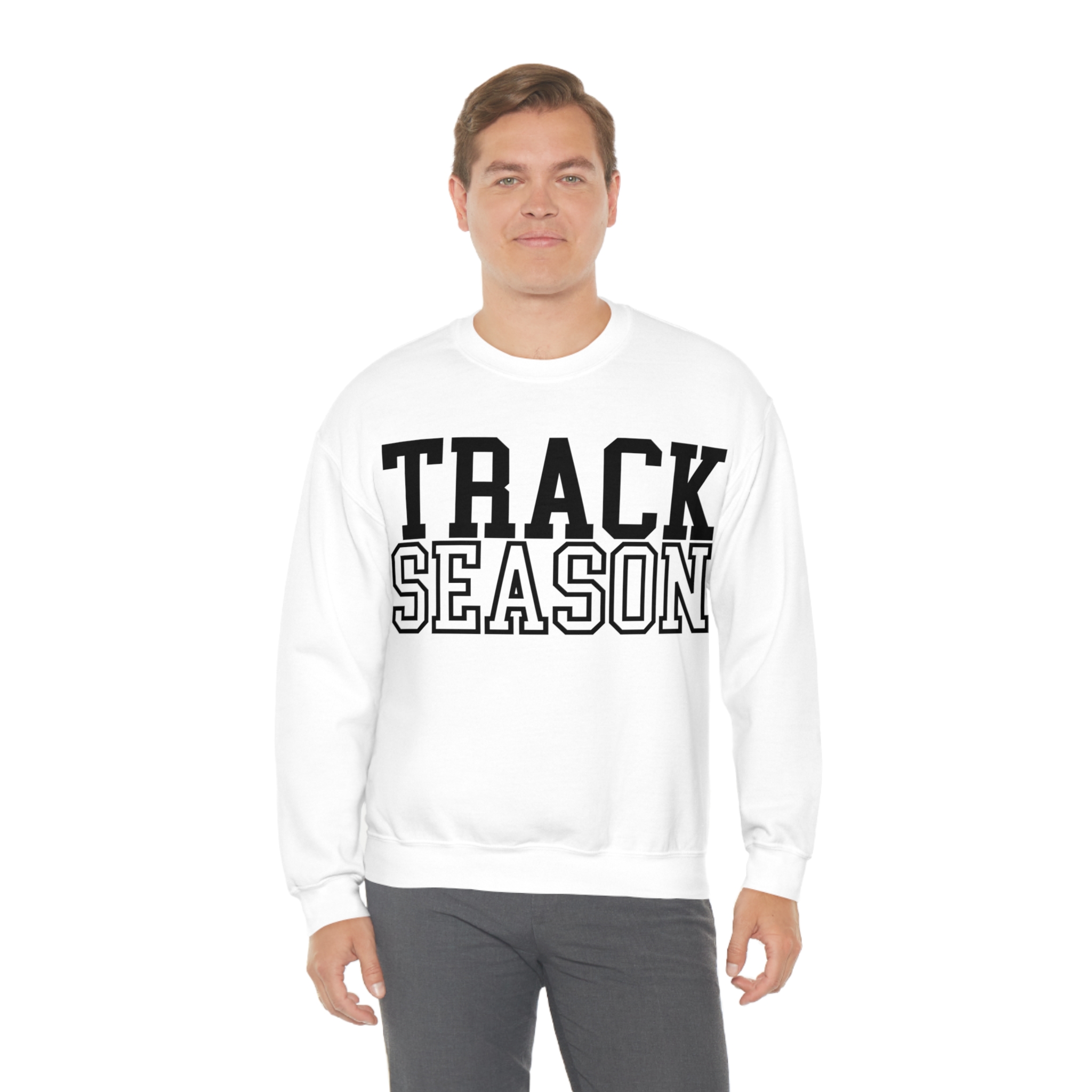 Track Season Sweatshirt Trendy Track and Field Long Sleeve Shirt White XL