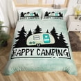 thumbnail image 3 of Funda nórdica Happy Camping, Juego de cama Camper de dibujos animados Queen,Retro Rústico, 3 of 7