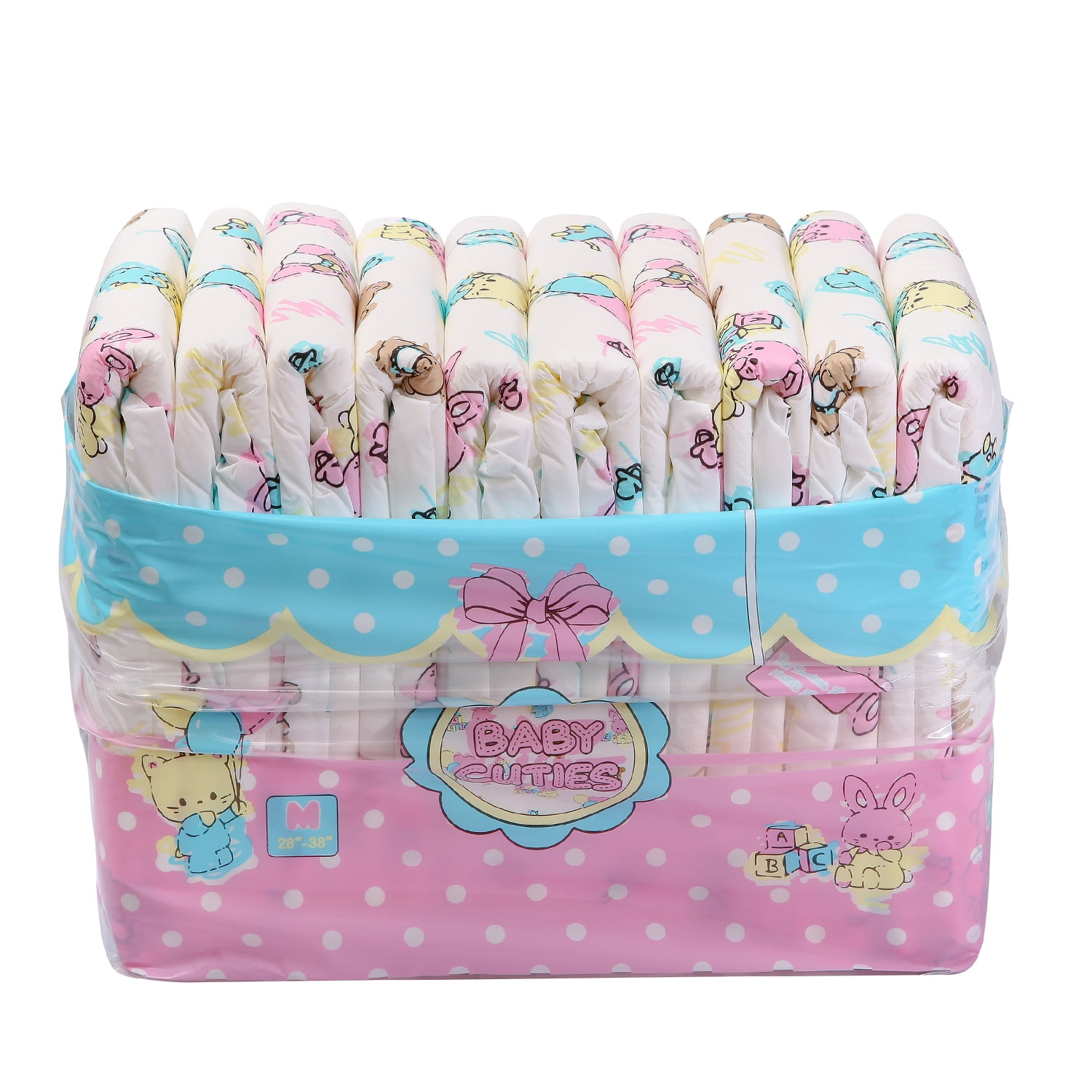 Littleforbig Adult Diaper 10 Pieces - Baby Cuties Diapers (Medium 28"-38")