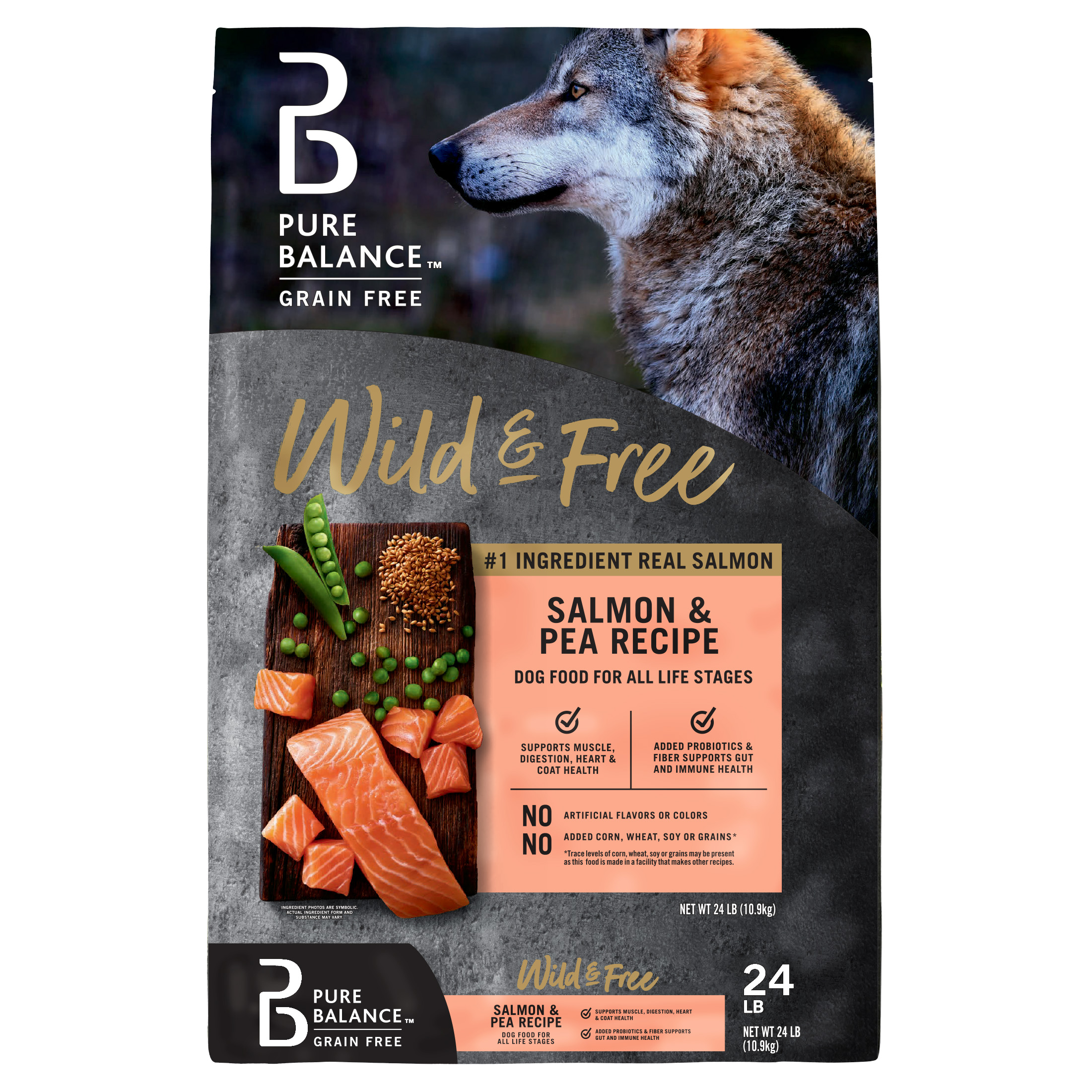 Pure Balance Wild & Free Grain-Free Salmon & Pea Dry Dog Food, 24 lb photo 1