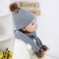 thumbnail image 4 of Odeerbi Winter Beanie for Boys Girls Knitted Beanie Cap Baby Toddler Kids Two-piece Set Solid Color Bib Hat Gray, 4 of 9