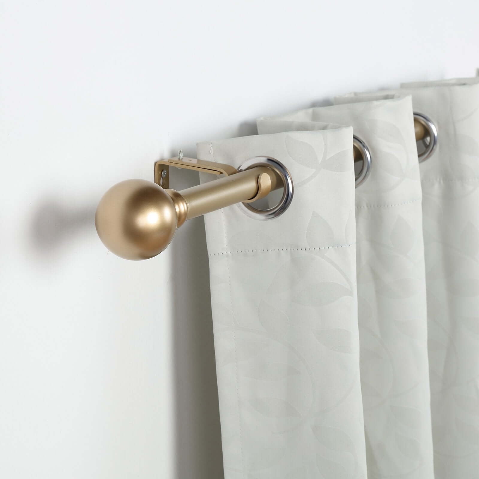 Efavormart 1 Pack of 42"-126" Adjustable Gold Curtain Rod Sets Round Finials Decorative Rod for Window Treatment Looks with Classic Finishing