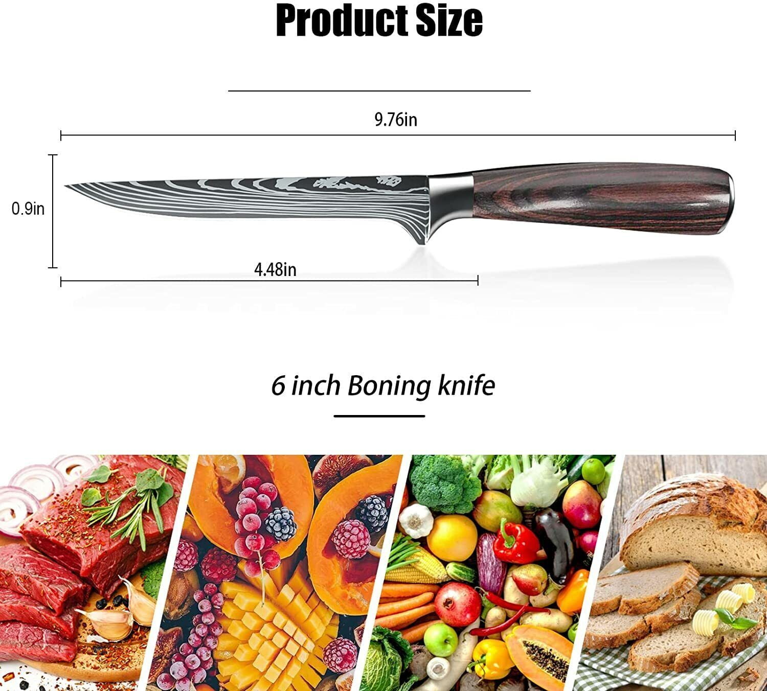 MDHAND Slicing Knife, 8 Inch Stainless Steel Carving Knife, Sashimi Sushi  Knives Chef Knife Kitchen, High Carbon , with Ergonomic Handle 