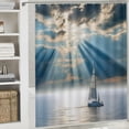 thumbnail image 6 of Orinice  Nautical Shower Curtain, Sailing Yacht in The Morning Time on Tranquil Seascape Cloudy Sky Peaceful Marine Image, Cloth Fabric Bathroom Decor Set with Hooks,  69x72, 6 of 7