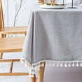 thumbnail image 3 of Fennco Styles Woven Gingham Tassel Cotton Tablecloth 88" W x 56" L - Grey Checkered Rectangle Table Cover for Everyday Use, Home, Dining Table Décor, Banquets, Farmhouse, Special Events, 3 of 6