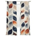 thumbnail image 2 of Navy Blue Burnt Orange Botanical Semi Sheer Curtains 84 Inch Length 2 Panels Set, Vintage Leaves Sheer Kitchen Curtain Privacy Voile Window Curtain for Living Room Bedroom Rod Pocket Drapes, 2 of 7