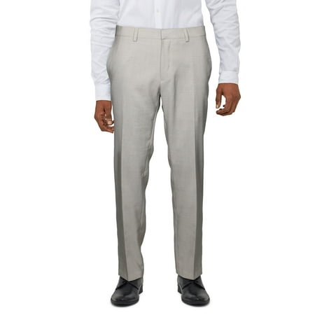 Kenneth Cole Mens Slim fit Dress Pants 33 / 32 Beige Check Stretch