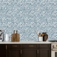 thumbnail image 2 of Peel and Stick Wallpaper 17.7in x 9.8ft Abstract Floral Blue White Line Art Design Contact Paper Vinyl Waterproof Self Adhesive Wall Paper for Bedroom Shelf Cabinet Renter Friendly, 2 of 8