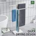 thumbnail image 3 of KOKOSIRI Bathroom Towel Rack 2-Tier Standing Towel Racks with Marble Base, Stainless Steel Freestanding Towel Bars, Thicken Steady Design, Brushed Nickel THS0001-BR, 3 of 7