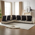 thumbnail image 3 of 113" Modular Sectional Corduroy Sofa, 4 Seat U Shaped Cloud Couch with Storage Seats and 48" Double Chaises, Convertible 83.5"×61.5" Sofa Bed with Pillows for Living Room, Beige, 3 of 9