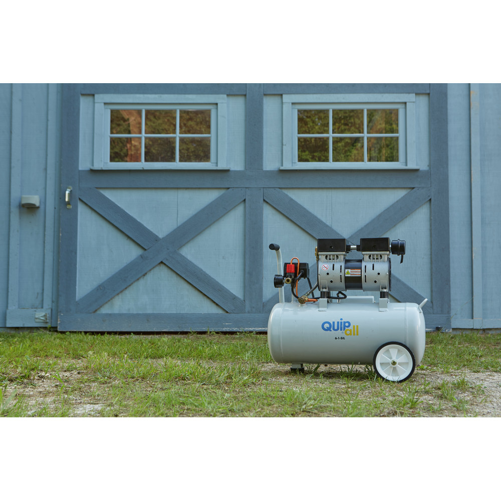 Quipall 6-1-SIL 1 HP 6.3 Gallon Oil-Free Wheelbarrow Air Compressor