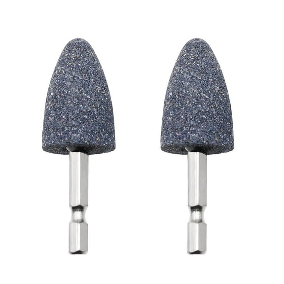 2 Pcs Drill Sanding Attachment,Cone Shape Grinding Wheel Bits Stone Angle Grinder Drill Bit Sharpener,Hexagonal Handle Brown Corundum Grind Stone,Rotary Tool Drills Polishing Deburring Carving