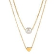 thumbnail image 1 of EUEAVAN Love Pearl Pendant Double Layer Stainless Steel Necklace Gold, 1 of 7