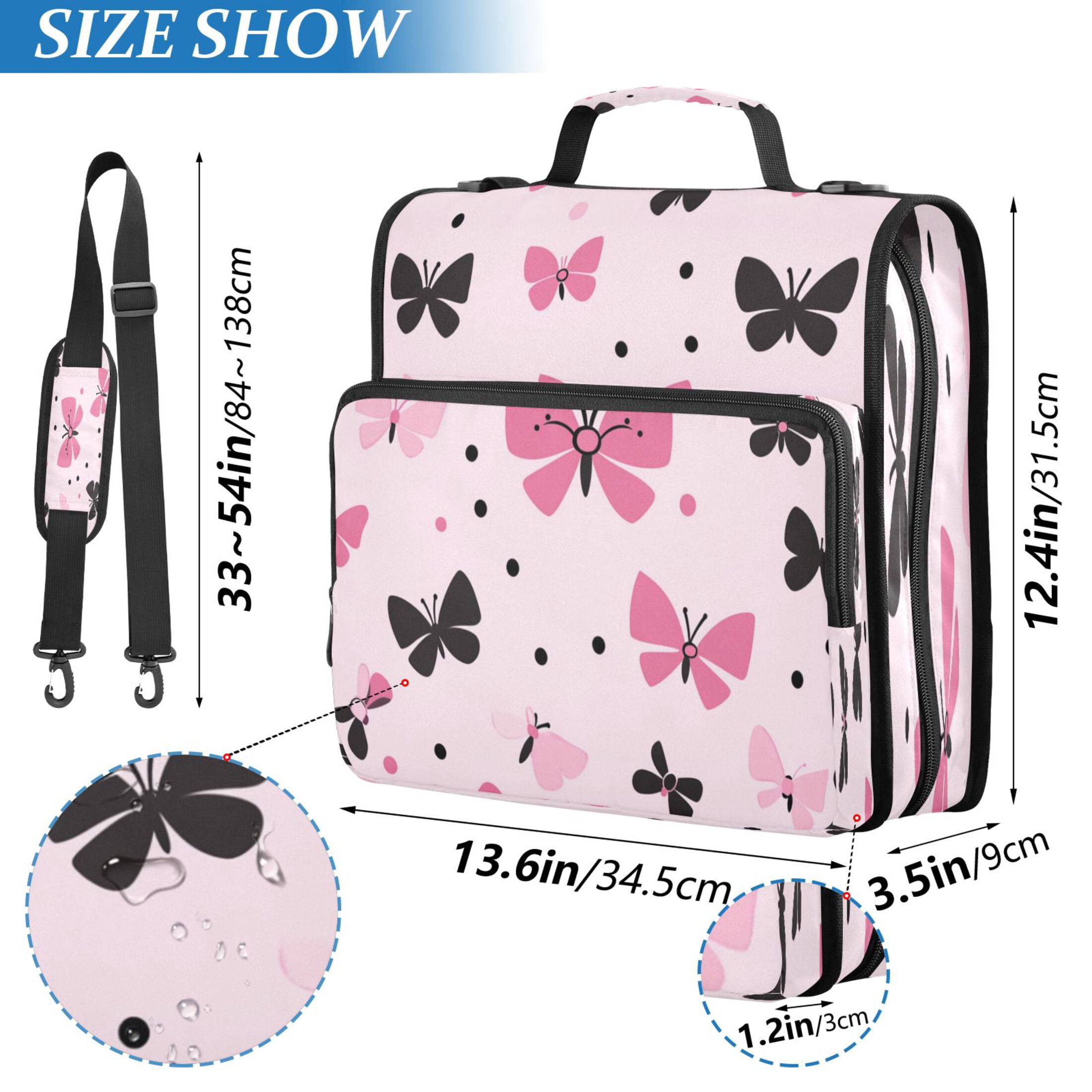 YAZAOO Zipper Binder trapper keeper Documents Organized Design Butterfly Kisses Printed