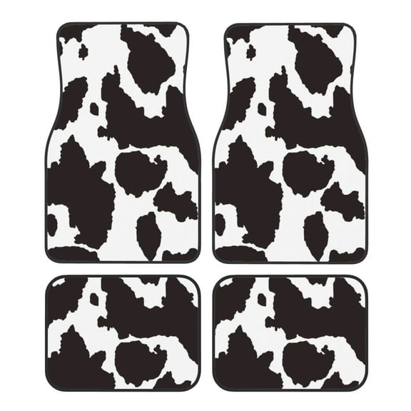 Salouo Cow Skin 2 for 4-Piece Floor Mats, Custom Fit Car Mats All-Weather Car Foot Mats Automotive Floor Mats for Cars, Trucks, SUVs, Vehicle Floor Liner