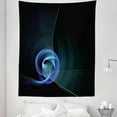 thumbnail image 1 of Abstract Tapestry, Wavy Fractal Spiral Lines Modern Concept Circular Art on Dark Background, Fabric Wall Hanging Decor for Bedroom Living Room Dorm, 5 Sizes, Black Turquoise Blue, by Ambesonne, 1 of 1