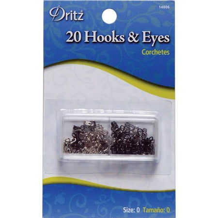 Hooks and Eyes, 20pk, Black and Nickel