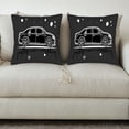 thumbnail image 3 of Set of 2 18x18in Throw Pillow Covers - Modern Black Cushion with White Car Outline Design Perfect for Couch Bed or Car Decor, 3 of 8