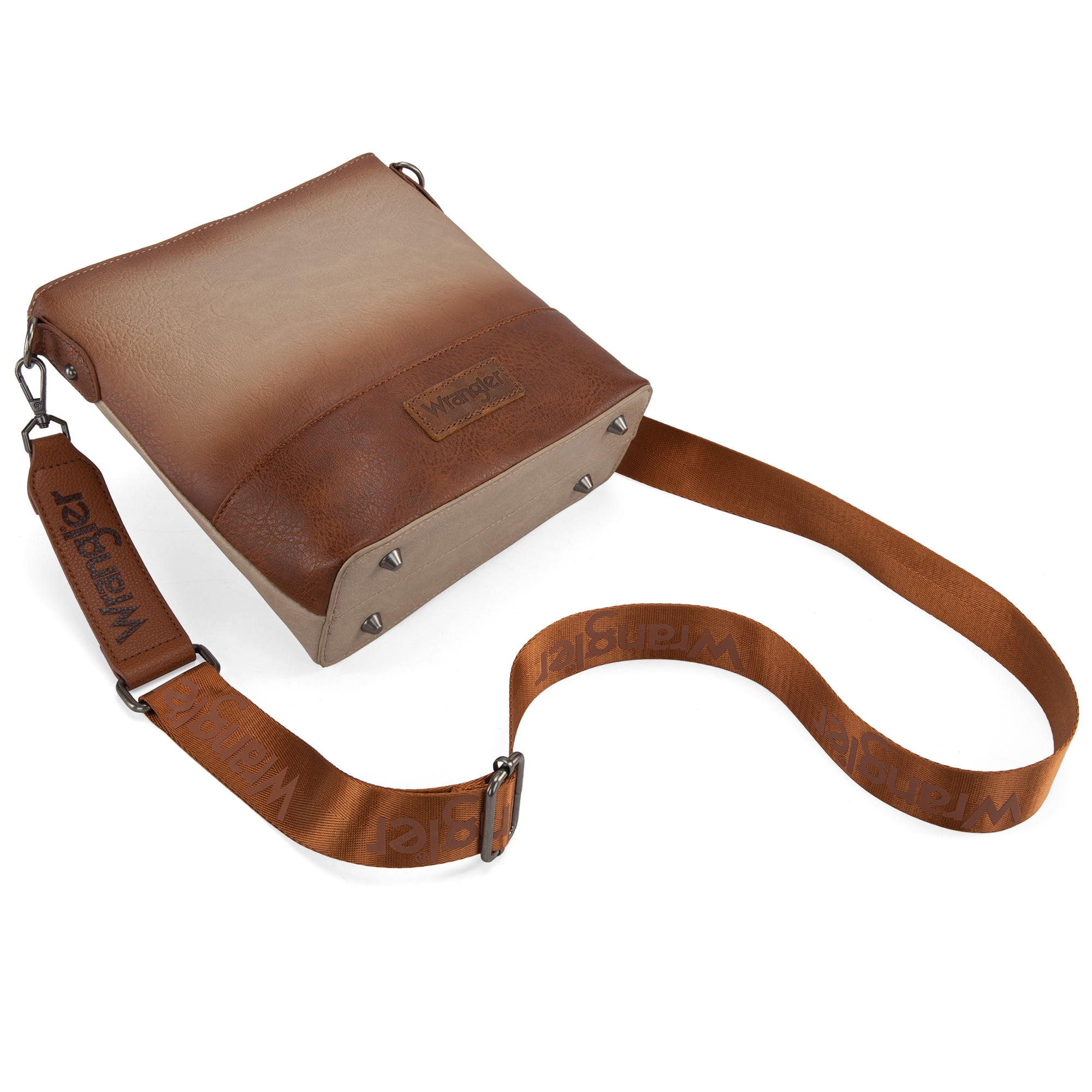 Wrangler Crossbody Purses for Women Two Tone Crossbody Bags Women Purses and Handbags, Camel