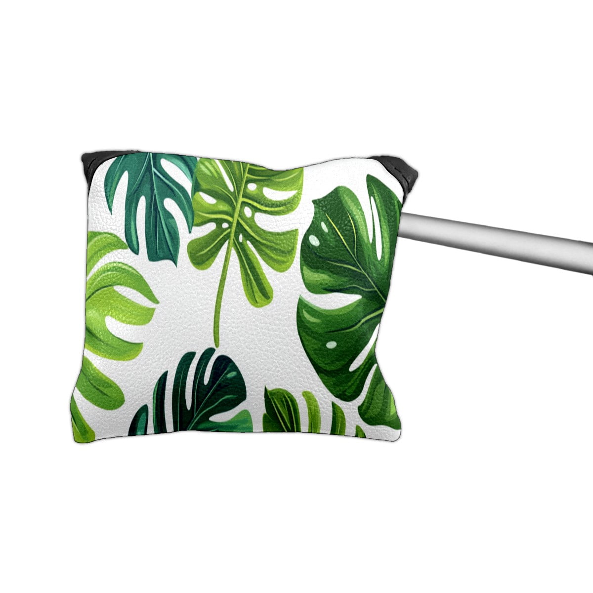 Golf Mallet Putter Cover Premium Leather Waterproof Golf Putter Head Cover with Magnetic Closure Green Leaves