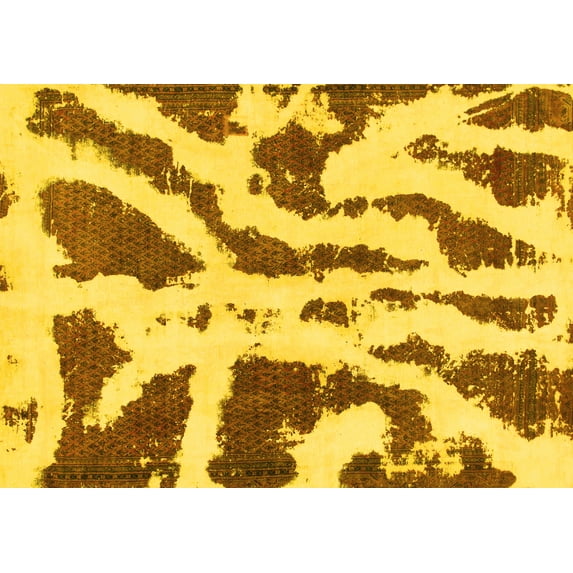 Ahgly Company Indoor Rectangle Abstract Yellow Modern Area Rugs, 2' x 4'