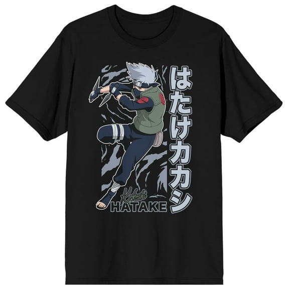 Naruto Shippuden Kakeshi Hatake Men's Black Graphic Tee-XL